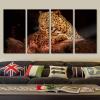 Leopard 4 Pieces Canvas Wall Art Set Animal Prints Poster Print Modern Home Living Room Office Decor With Framed 16"x32"x4pcs view 3