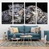 Snow Leopard 4 Pieces Canvas Wall Art Set Animal Prints Poster Print Modern Home Living Room Office Decor With Framed 16"x32"x4pcs view 2