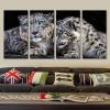 Snow Leopard 4 Pieces Canvas Wall Art Set Animal Prints Poster Print Modern Home Living Room Office Decor With Framed 16"x32"x4pcs view 3