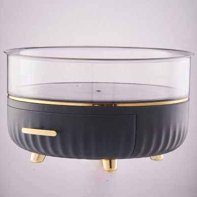 2 Tier Lazy Susan Organizer Lazy Susan Turntable for Cabinet 360 Degree Rotating Makeup Organizer with Drawer Spice Rack Organizer for Kitchen, Cabinet, Vanity, Bathroom, Spice Rack