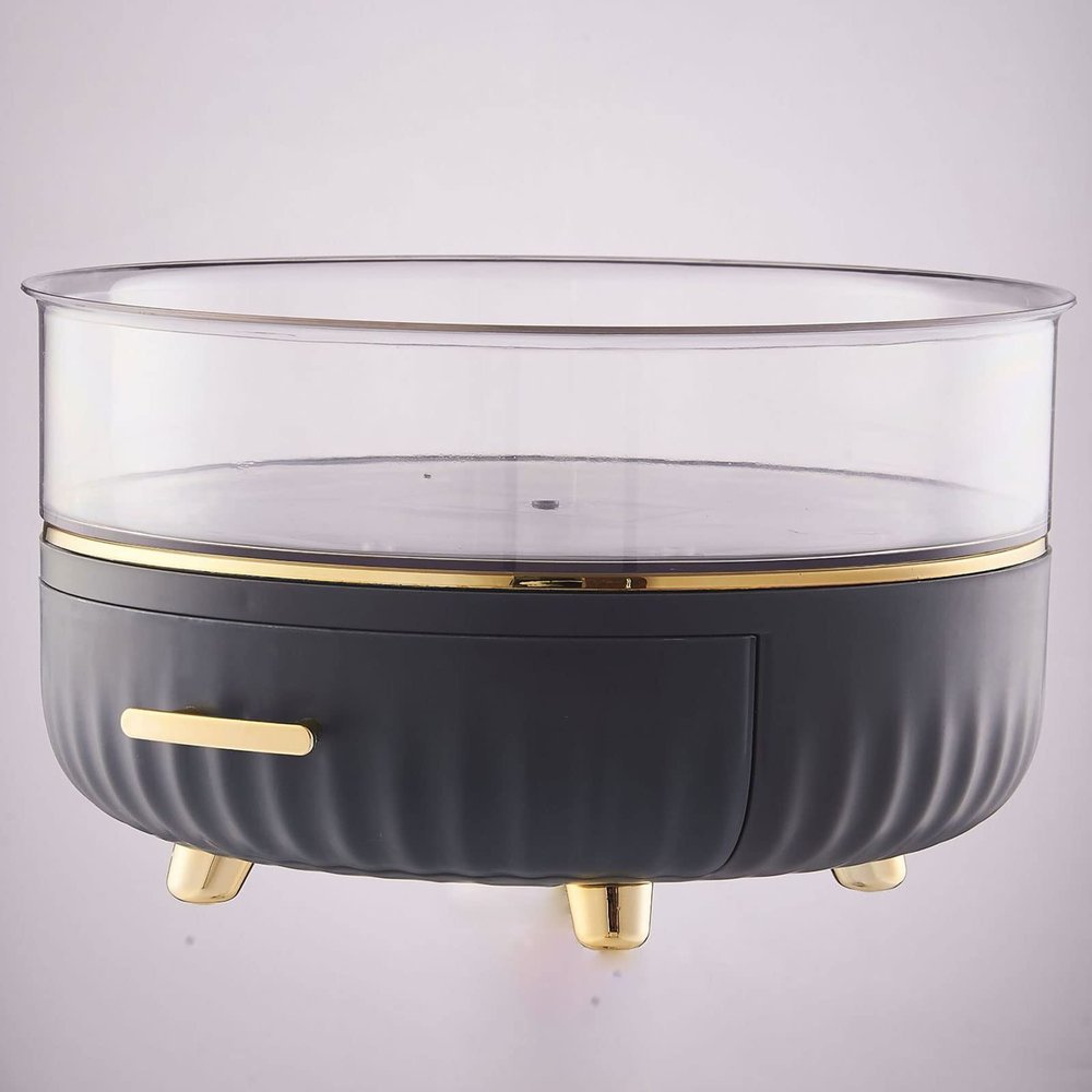 2 Tier Lazy Susan Organizer Lazy Susan Turntable for Cabinet 360 Degree Rotating Makeup Organizer with Drawer Spice Rack Organizer for Kitchen, Cabinet, Vanity, Bathroom, Spice Rack