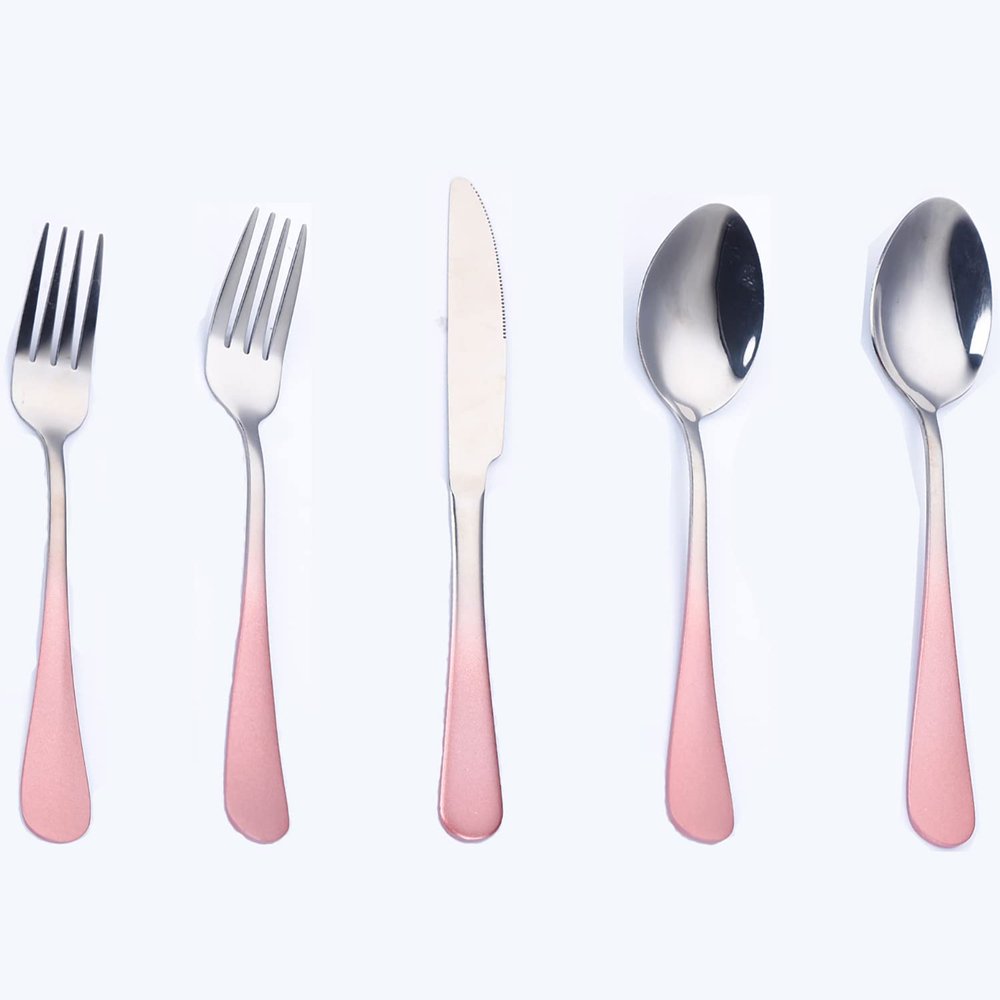 30 Piece Silverware Set for 6 Stainless Steel Flatware Sets Pink Gradual Change Handle Durable Home Kitchen Wedding Restaurant Cutlery Utensils Knife Forks and Spoons Delicate Tableware