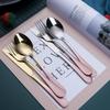 30 Piece Silverware Set for 6 Stainless Steel Flatware Sets Pink Gradual Change Handle Durable Home Kitchen Wedding Restaurant Cutlery Utensils Knife Forks and Spoons Delicate Tableware view 3