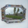 21" PUNCHED TIN MIRROR octagonal mixed talavera tiles mexican folk art view 1