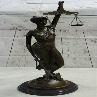 Real Bronze Blind Lady of Justice Statue Old Finish Scales Large Tall Sculpture Decorative Artwork by Think Bronze