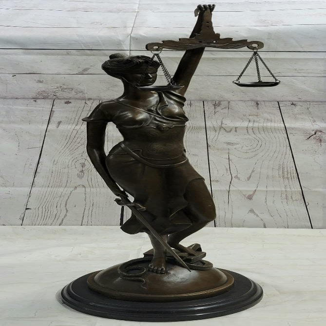 Real Bronze Blind Lady of Justice Statue Old Finish Scales Large Tall Sculpture Decorative Artwork by Think Bronze