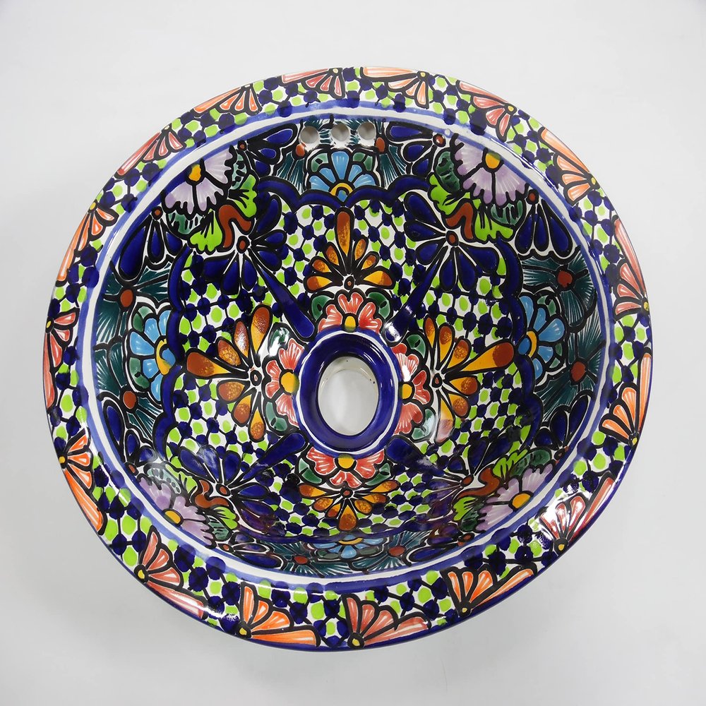 13" X 10" TALAVERA SINK drop in or undermount mexican bathroom handmade ceramic