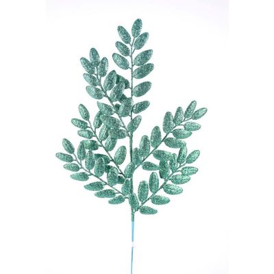 Direct Exports, 22" Honey Locust Glitter Spray: Peacock Green - Decorative Glitter Spray Stem