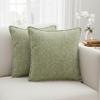 16x16 Pillow Covers Light Olive Green Set of 2 Decorative Square Pillow Covers Textured Velvet Soft Chenille Cushion Covers with Stitched Edge Decorative Farmhouse Modern Pillow Cases for Couch view 3