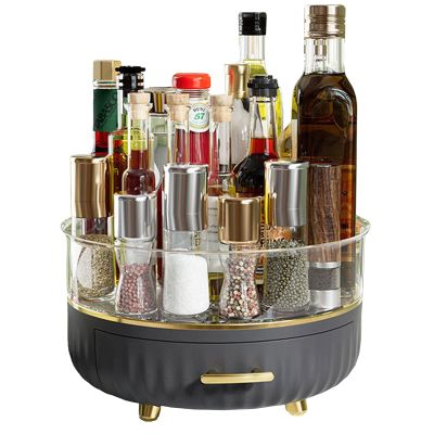 2 Tier Lazy Susan Turntable Rotating Makeup Organizer Perfume Stand Organizer 360 Degree Rotating Lazy Susan Organizer for Dresser, Cabinet, Bathroom, Living Room