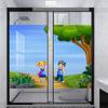 Blue Green No Glue Frosted Privacy Film Stained Glass Door Film Explore Girl Boy New Adventures Privacy Window Film Frosted Heat Control UV Protection Cartoon 35.4Wx78.7L-inch x2 Pcs view 2
