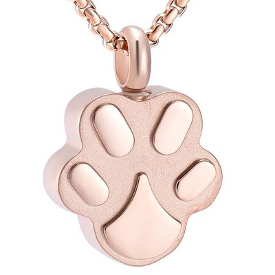 SHEIL Free Engraved Pet Name - Dog Paw Stainless Steel Cremation Urn Necklace for Ashes Keepsake Memorial Jewelry