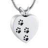 SHEIL Dog/Cat Paw Print On My Heart Stainless Steel Cremation Necklace for Ashes for Pet Memorial Urn Jewelry Engravable view 1