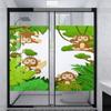 Green White No Glue Frosted Privacy Film Stained Glass Door Film Style Zoo Animals Exotic Comic Window Film No Glue Privacy Glass Film Frosted Cartoon 35.4Wx78.7L-inch x2 Pcs view 2