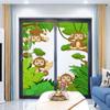 Green White No Glue Frosted Privacy Film Stained Glass Door Film Style Zoo Animals Exotic Comic Window Film No Glue Privacy Glass Film Frosted Cartoon 35.4Wx78.7L-inch x2 Pcs view 3