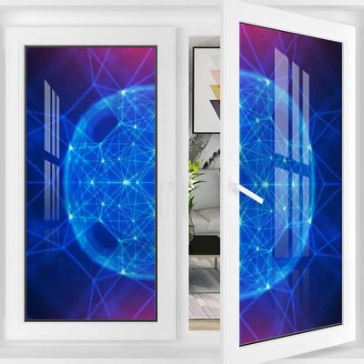 Blue Purple Frosted Glass Static Cling for Glass Door Home Colorful Geometric Circular Motifs Privacy Window Film Stained Glass Window Decals Dark Blue Flower 35.4Wx78.7L-inch x2 Pcs