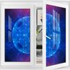 Blue Purple Frosted Glass Static Cling for Glass Door Home Colorful Geometric Circular Motifs Privacy Window Film Stained Glass Window Decals Dark Blue Flower 35.4Wx78.7L-inch x2 Pcs view 1