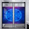 Blue Purple Frosted Glass Static Cling for Glass Door Home Colorful Geometric Circular Motifs Privacy Window Film Stained Glass Window Decals Dark Blue Flower 35.4Wx78.7L-inch x2 Pcs view 2
