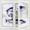 Blue Aqua White Privacy Door Film Static Cling Glass Film Swimming Futuristic Design Sun Light Blocking Window Tint Film for Home Abstract 35.4Wx78.7L-inch x2 Pcs view 1