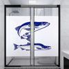 Blue Aqua White Privacy Door Film Static Cling Glass Film Swimming Futuristic Design Sun Light Blocking Window Tint Film for Home Abstract 35.4Wx78.7L-inch x2 Pcs view 2