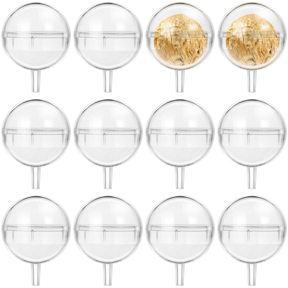 Yardwe 100 Pcs Clear Chocolate Box Holder Candy Flower Bouquet Holder Packaging Accessories for Decoration and DIY Making, Reusable Acrylic Ball 1.6" Diameter