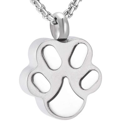 SHEIL Free Engraved Pet Name - Dog Paw Stainless Steel Cremation Urn Necklace for Ashes Keepsake Memorial Jewelry
