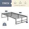 Allewie Heavy Duty Twin Size Platform Bed Frame with 14" Clearance Storage, Strong Metal Slats Support, No Box Spring Needed, Black view 2