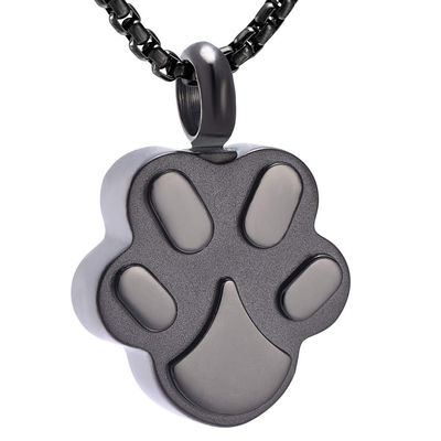 SHEIL Free Engraved Pet Name - Dog Paw Stainless Steel Cremation Urn Necklace for Ashes Keepsake Memorial Jewelry