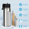 Volhoply 18oz Insulated Water Bottle Bulk 2 Pack,Kids Stainless Steel Water Bottles with Straw,Double Wall Vacuum Metal Water Bottle,Reusable Sports Water Flask For Cold Drink(Silver,2 Set) view 3