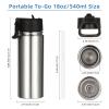 Volhoply 18oz Insulated Water Bottle Bulk 2 Pack,Kids Stainless Steel Water Bottles with Straw,Double Wall Vacuum Metal Water Bottle,Reusable Sports Water Flask For Cold Drink(Silver,2 Set) view 4
