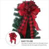 Christmas Tree Topper Bow Christmas Bowknot Ornament Large Buffalo Plaid Decorative Bow for Xmas Tree Holiday Party Decoration view 2