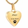 SHEIL Pet Memorial Jewelry - Always in My Heart Urn Necklace for Ashes with Dog/Cat Paw Print Keepsake Pendant - Engravable view 1