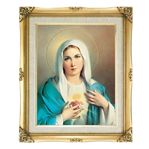 16" x 20" GOLD FRAMED ARTWORK PRINT ART RELIGIOUS IMMACULATE HEART OF MARY ST. MARY