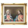 16" x 20" GOLD FRAMED ARTWORK PRINT ART RELIGIOUS TWIN HEARTS IMMACULATE HEART OF MARY, SACRED HEART OF JESUS view 1
