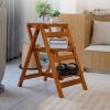 Hamankim Folding 3-Step Ladder Stool Solid Wood Step Stools Household Multifunctional Safety Non-Slip Climb Steps Ladders Plant Stand Perfect for Indoor and Outdoor view 3