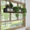 Drsyffsup Ceiling Hanging Rack Plants Flowers for Balcony Solid Wood Iron Storage Shelf Kitchen Bar Floating Shelving Overhead Garage Rack Display Shelves,with Guardrail (Size : 140x25x15cm) view 1