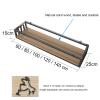 Drsyffsup Ceiling Hanging Rack Plants Flowers for Balcony Solid Wood Iron Storage Shelf Kitchen Bar Floating Shelving Overhead Garage Rack Display Shelves,with Guardrail (Size : 140x25x15cm) view 2