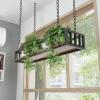 Drsyffsup Ceiling Hanging Rack Plants Flowers for Balcony Solid Wood Iron Storage Shelf Kitchen Bar Floating Shelving Overhead Garage Rack Display Shelves,with Guardrail (Size : 140x25x15cm) view 3