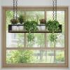 Drsyffsup Ceiling Hanging Rack Plants Flowers for Balcony Solid Wood Iron Storage Shelf Kitchen Bar Floating Shelving Overhead Garage Rack Display Shelves,with Guardrail (Size : 140x25x15cm) view 4