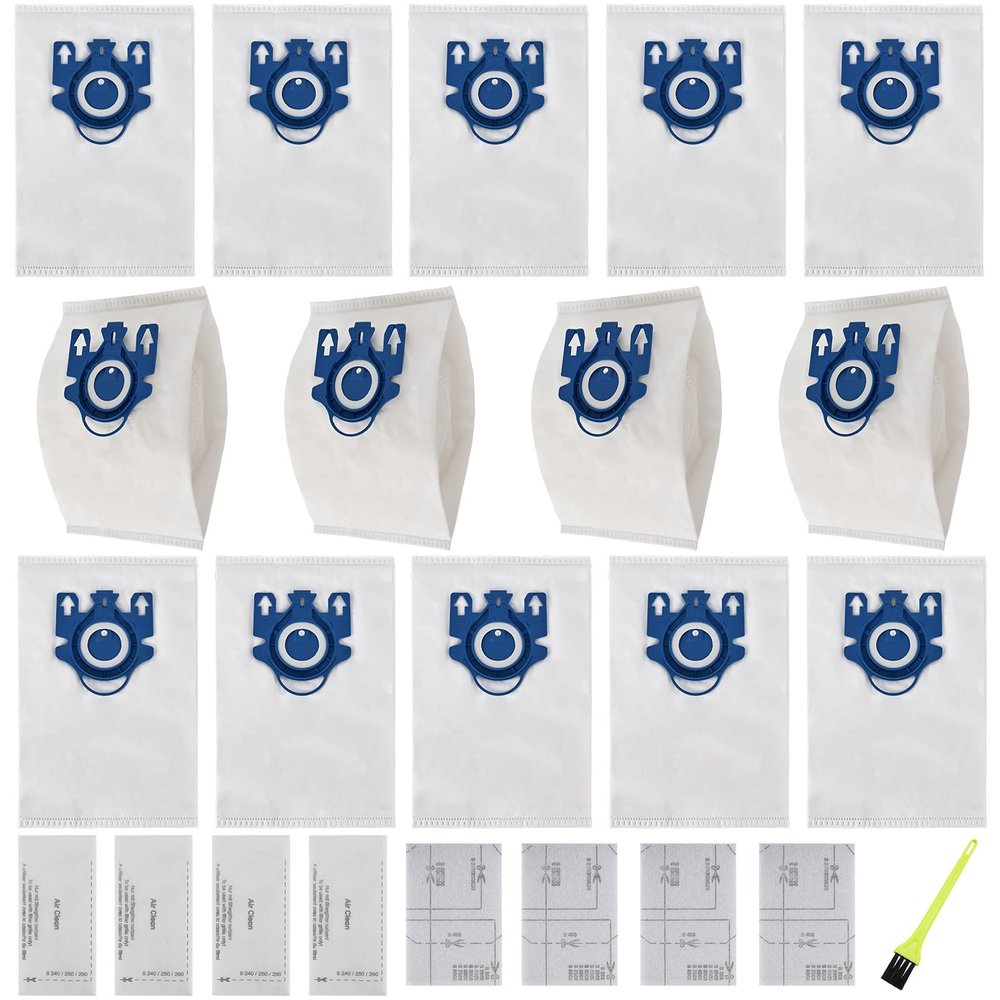 14 Packs 3D Airclean GN Vacuum Cleaner Bags Replacement for Miele Classic C1, Complete C1,Complete C2,Complete C3 S227 S240 S270 S400 S2 S5 S8 Series with 4 Motor Protection Filters,4 AirClean Filters