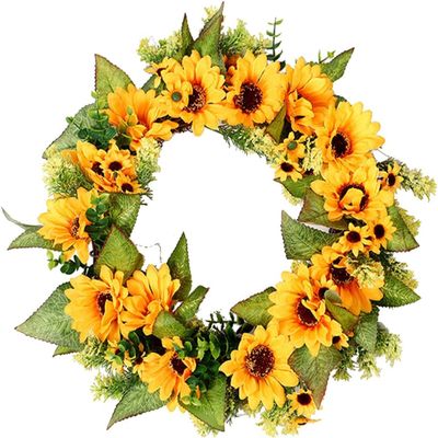 Artificial Flower Wreath Sunflowers Wreath Spring Garland Front Door Garland for Spring Summer Wedding Decorations