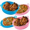 2 Pcs Foldable Air Fryer Silicone Pot, 8.5 Inch Liners, Reusable Oven Accessories Basket Bowl, Heat Resistant Easy Cleaning Round Liner Fit for 5 Qt or Bigger, Pink & Blue view 1