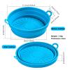 2 Pcs Foldable Air Fryer Silicone Pot, 8.5 Inch Liners, Reusable Oven Accessories Basket Bowl, Heat Resistant Easy Cleaning Round Liner Fit for 5 Qt or Bigger, Pink & Blue view 2
