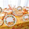 Greenbrier International Pumpkin Harvest Paper Plates, Cream, Brown, Orange, Brown, Green, Pattern view 3