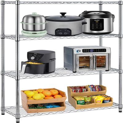 4 Tier Metal Storage Shelves 36" L x 14" W x 54"H Adjustable Wire Shelving Unit 1000LBS Metal Shelves Garage Storage Pantry Shelves Storage Rack Wire Rack Shelf Steel Shelves for Storage, Chrome