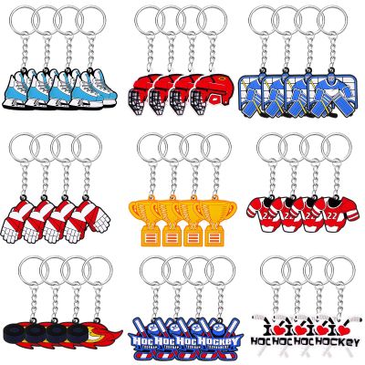Taiyin 36 Pcs Hockey Keychain Bulk Party Favors Sports Ball Key Chains Sport Party Supplies Funny Keyring Gifts for Birthday Player Team, 9 Design