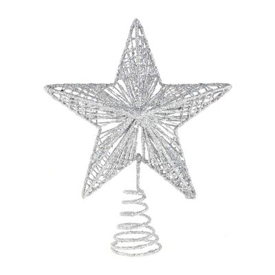 1pc Beautiful Silver Star Tree Topper Iron Art Ornament for Christmas Decoration for Home Office Adornment Colors Elegant Design for Festive Celebrations