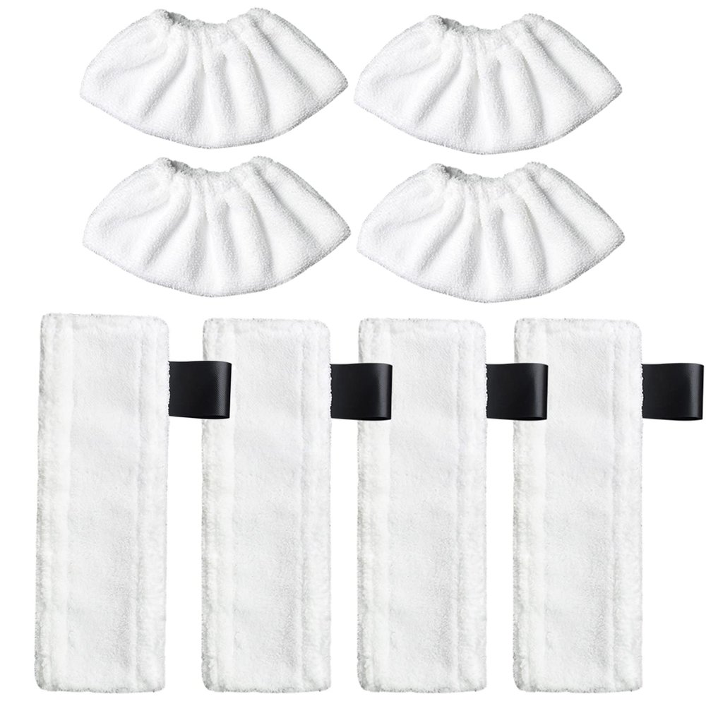 Steam Mop Replacement Pads Compatible for Karcher SC Steam Cleaner Microfiber Mop Cloth Steam Pocket Mop Pads Set for SC Floor Nozzle SC2 SC3 SC4 SC5(4 Mop Cloth and 4 Cloth Cover)