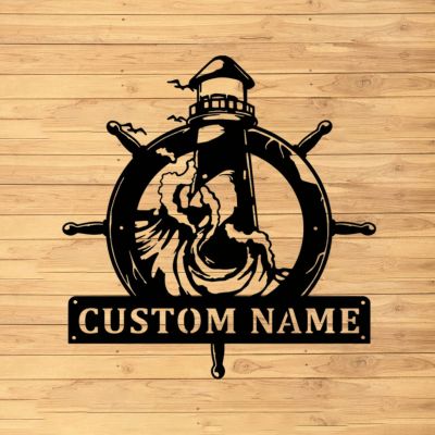 Custom Lighthouse Metal Wall Sign - Personalized Lighthouse Metal Wall Art - Lighthouse Metal Wall Decor - Lighthouse Home Decor - Custom Name Sign