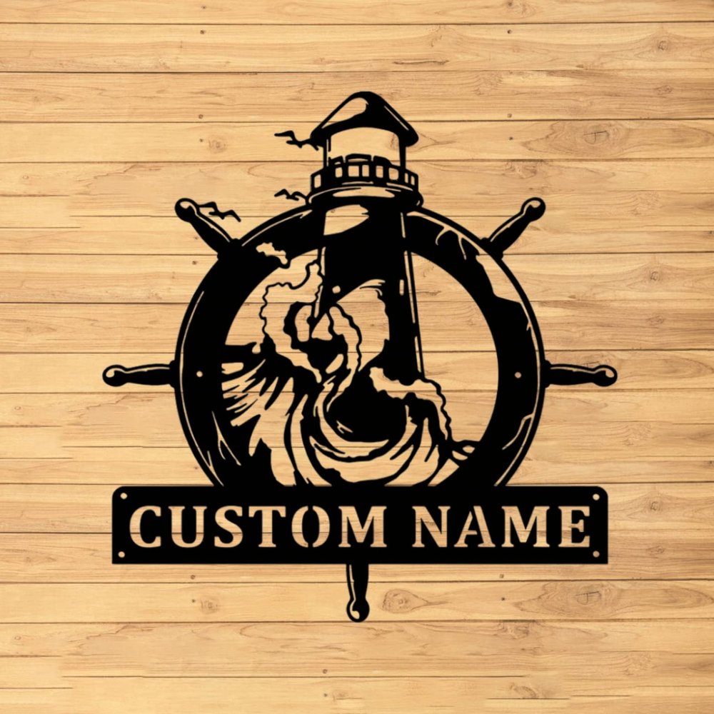 Custom Lighthouse Metal Wall Sign - Personalized Lighthouse Metal Wall Art - Lighthouse Metal Wall Decor - Lighthouse Home Decor - Custom Name Sign